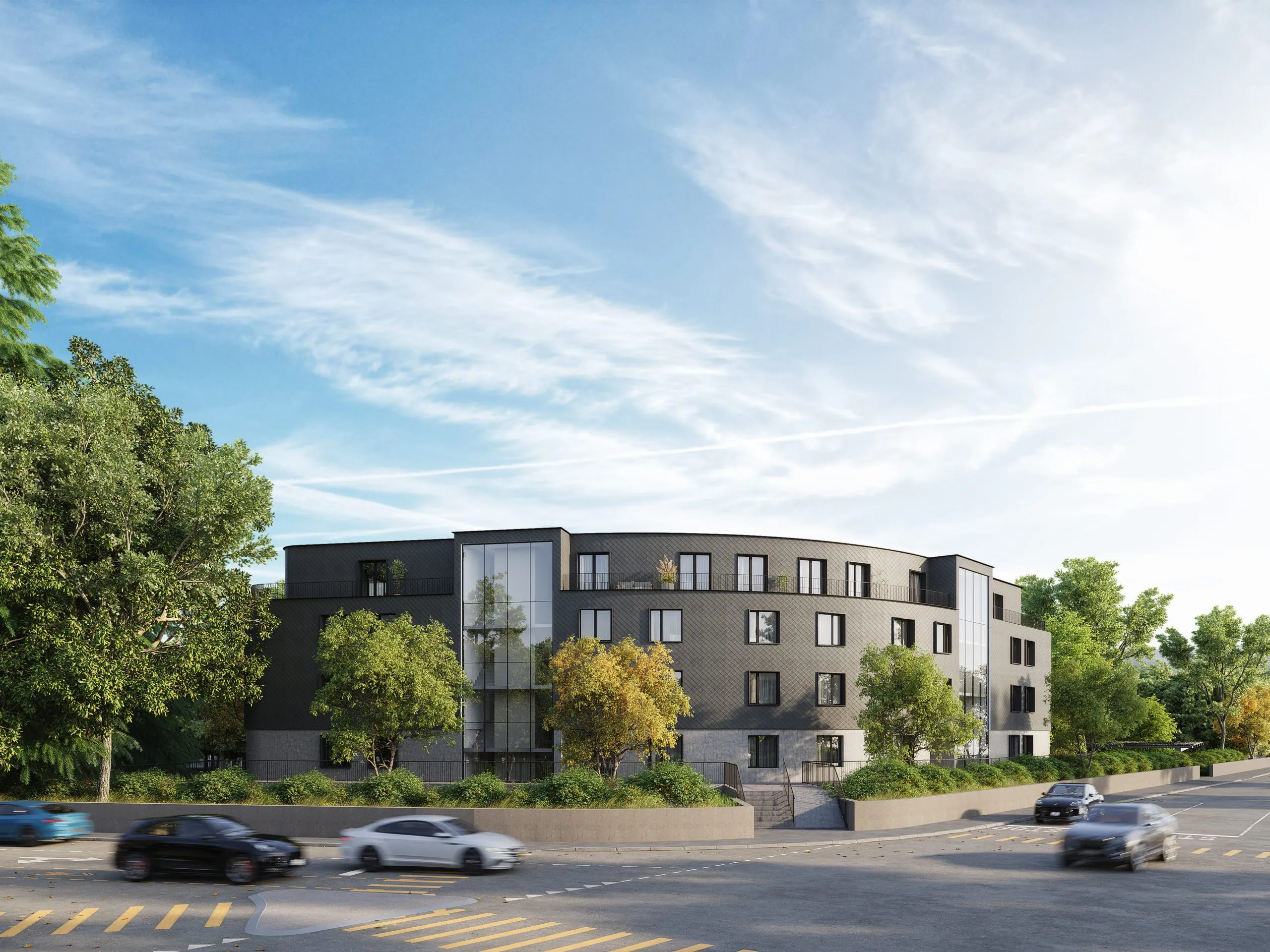 Image 3d d'architecture d'une immeuble en suisse