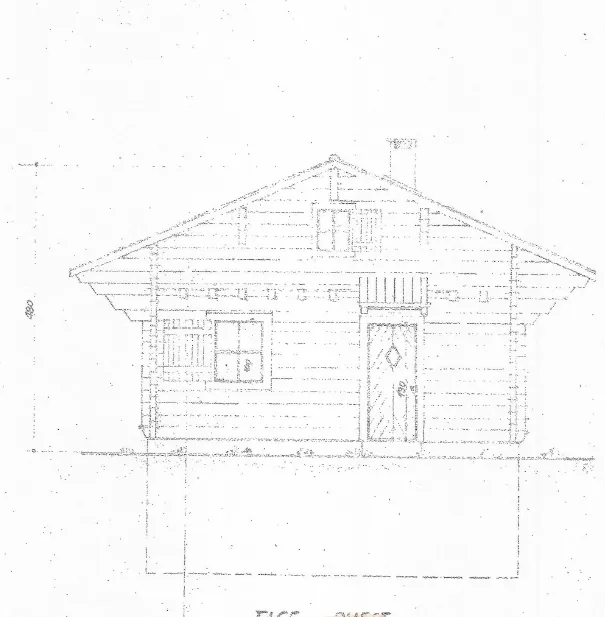 elevation plan d’une façade d’un chalet suisse