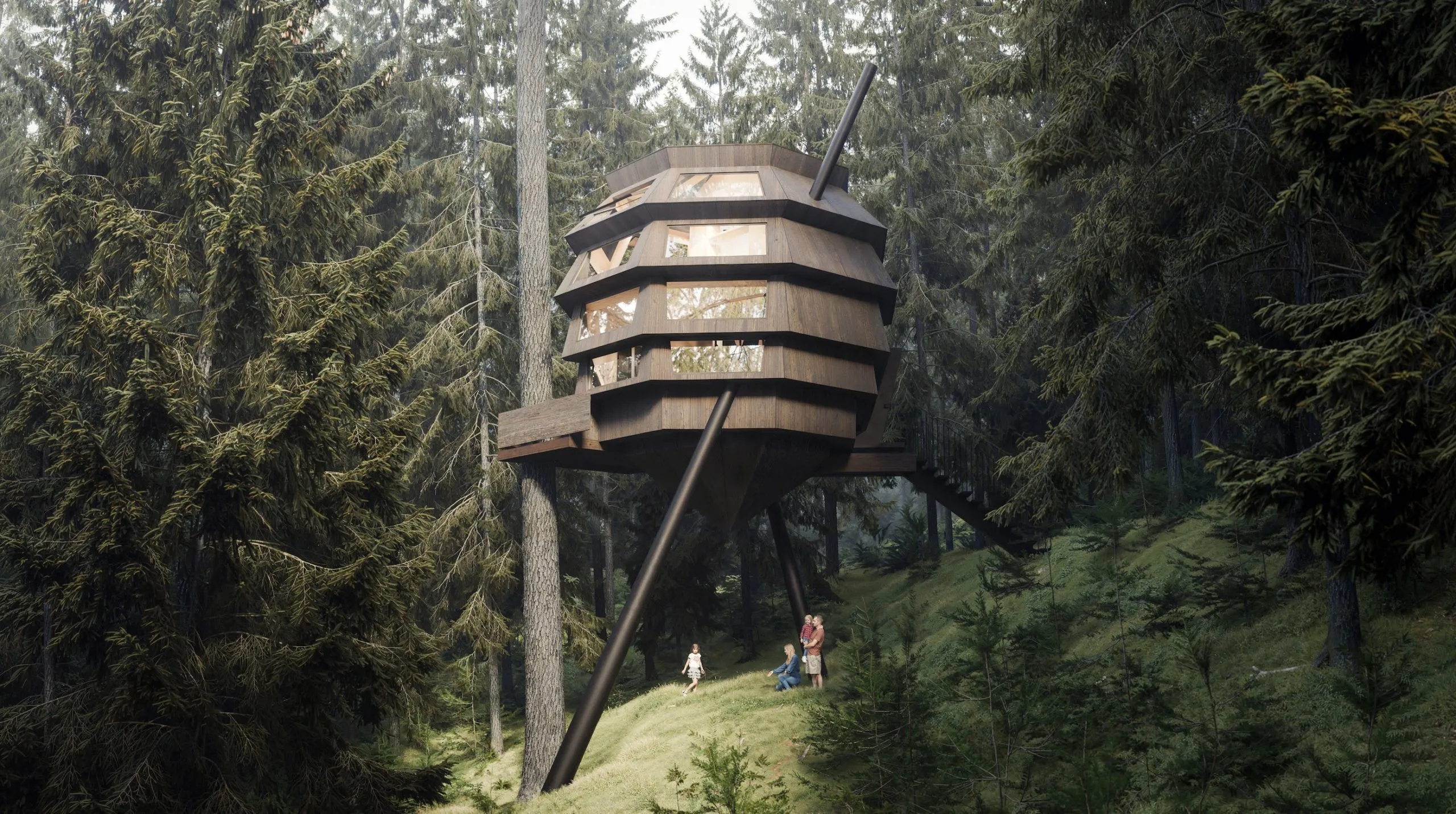 Découvrez le Complexe Hôtelier Innovant de la forêt de Nax en 3D par Hi-Render