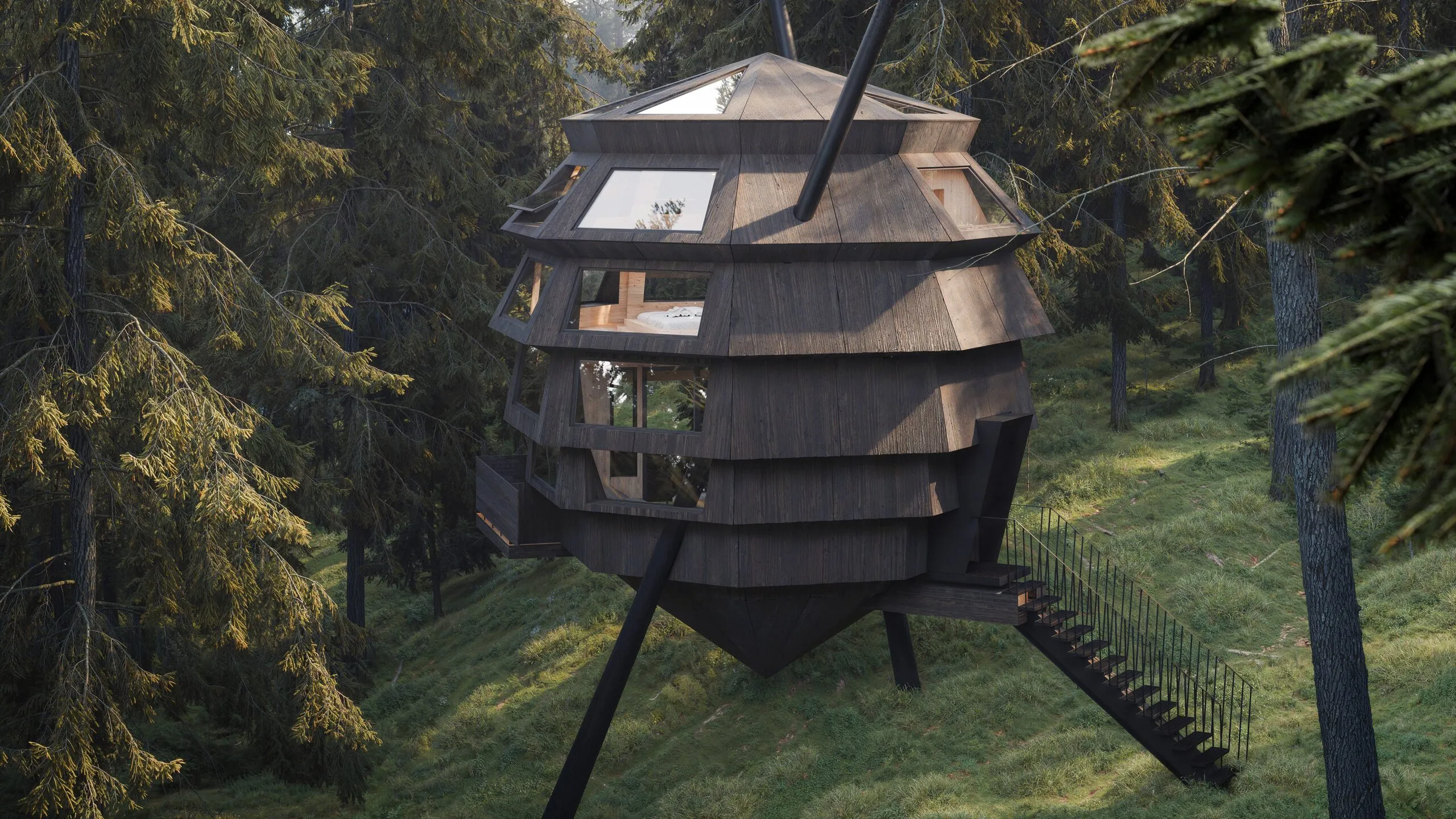 Dormir dans les arbres dans la forêt de Nax