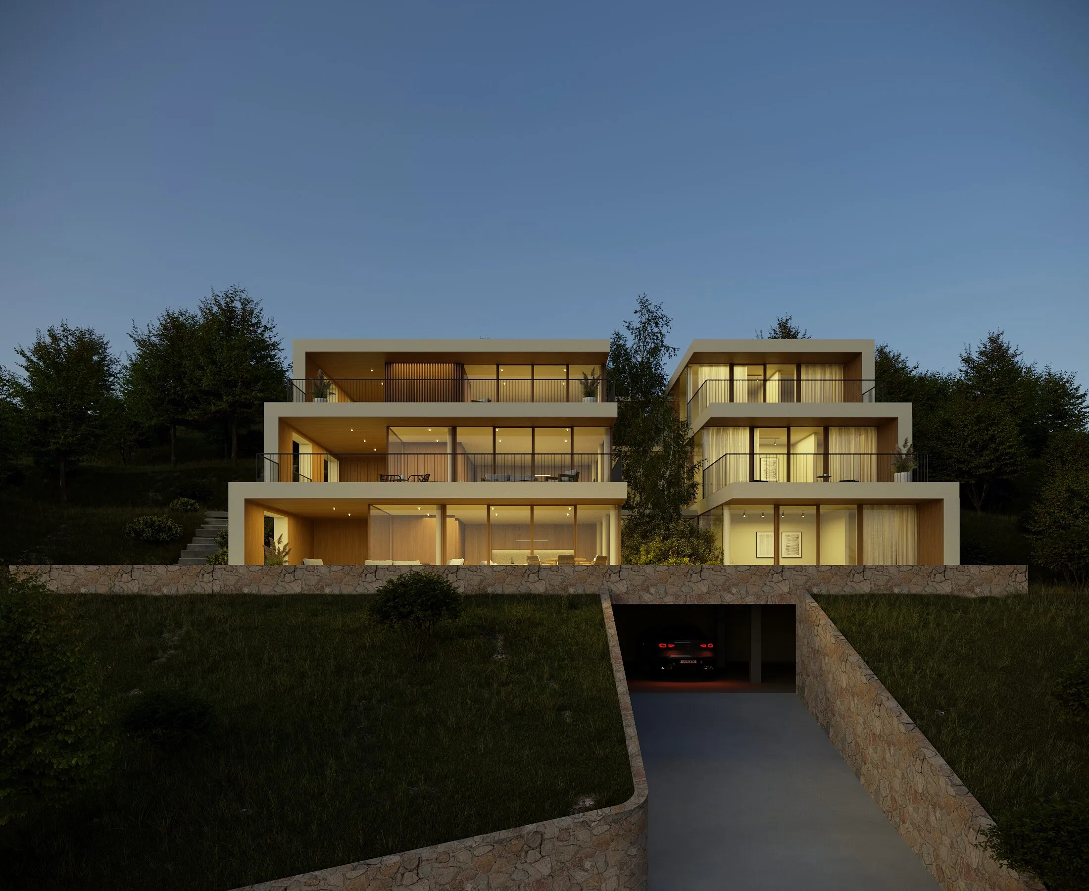 Projet architectural ouvert sur la nature des alpes Suisse