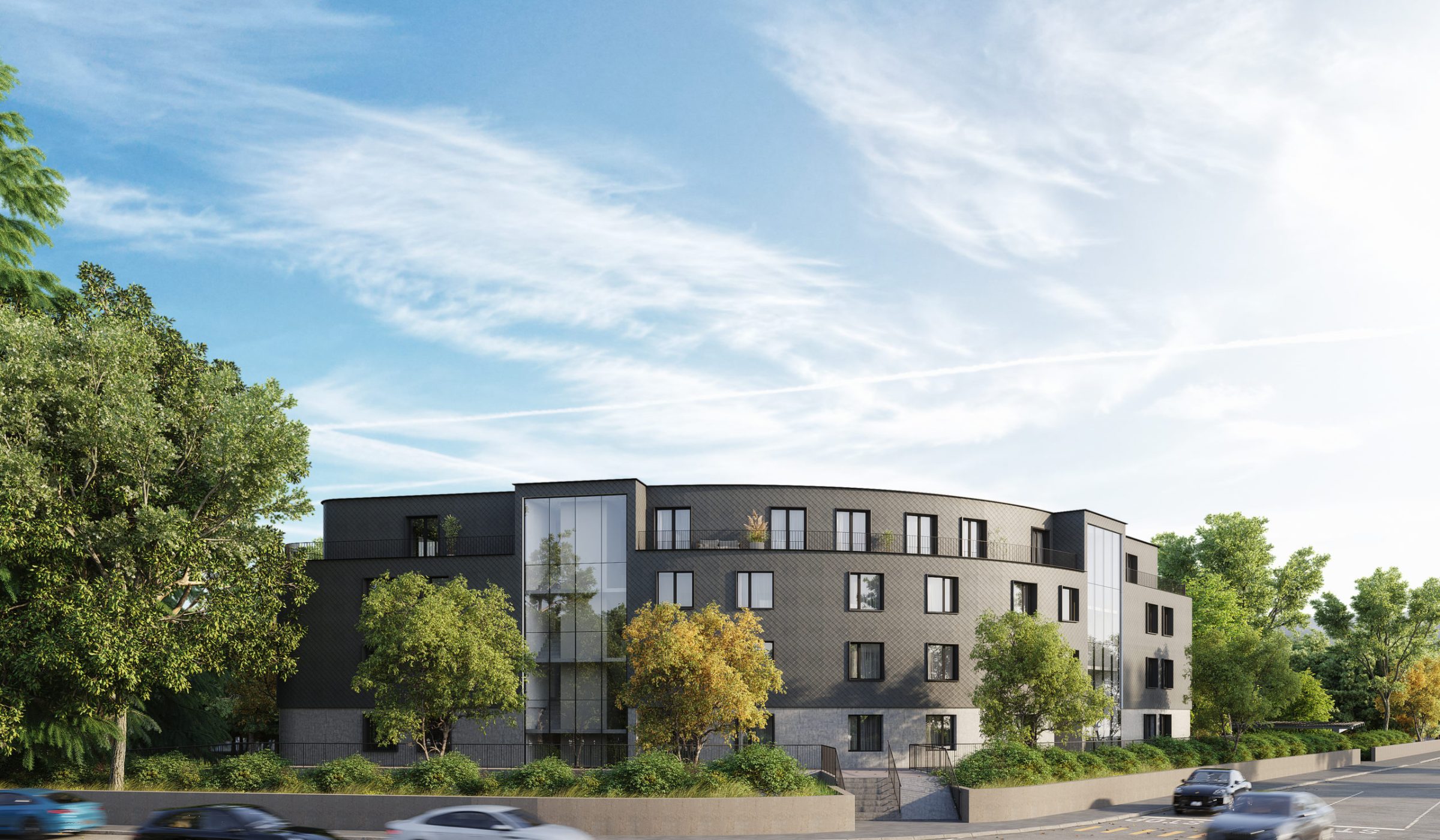 Image 3d d'architecture d'une immeuble en suisse