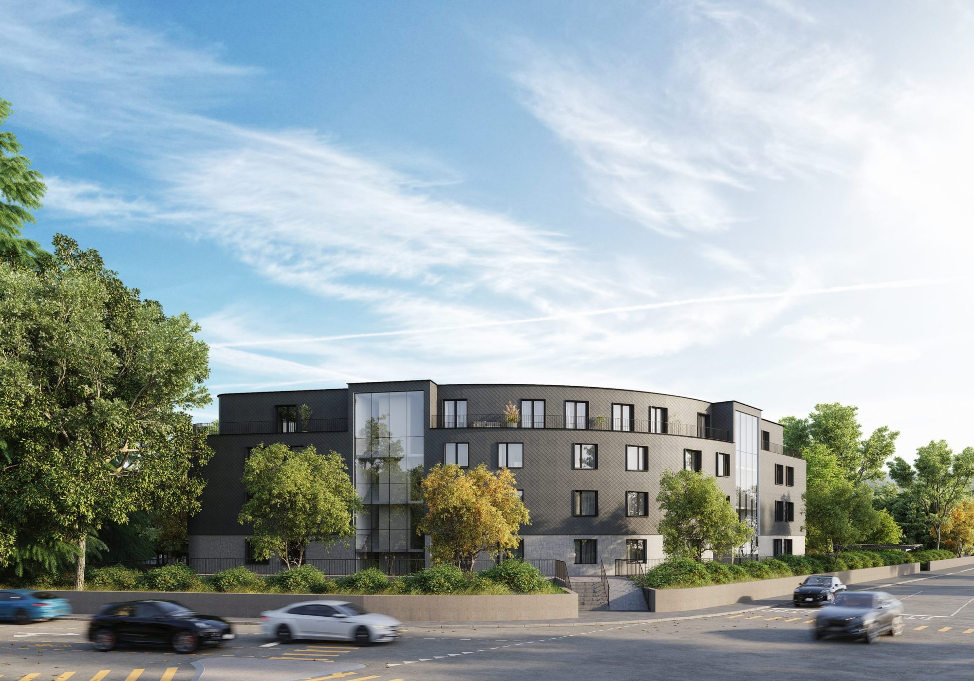 Image 3d d'architecture d'une immeuble en suisse