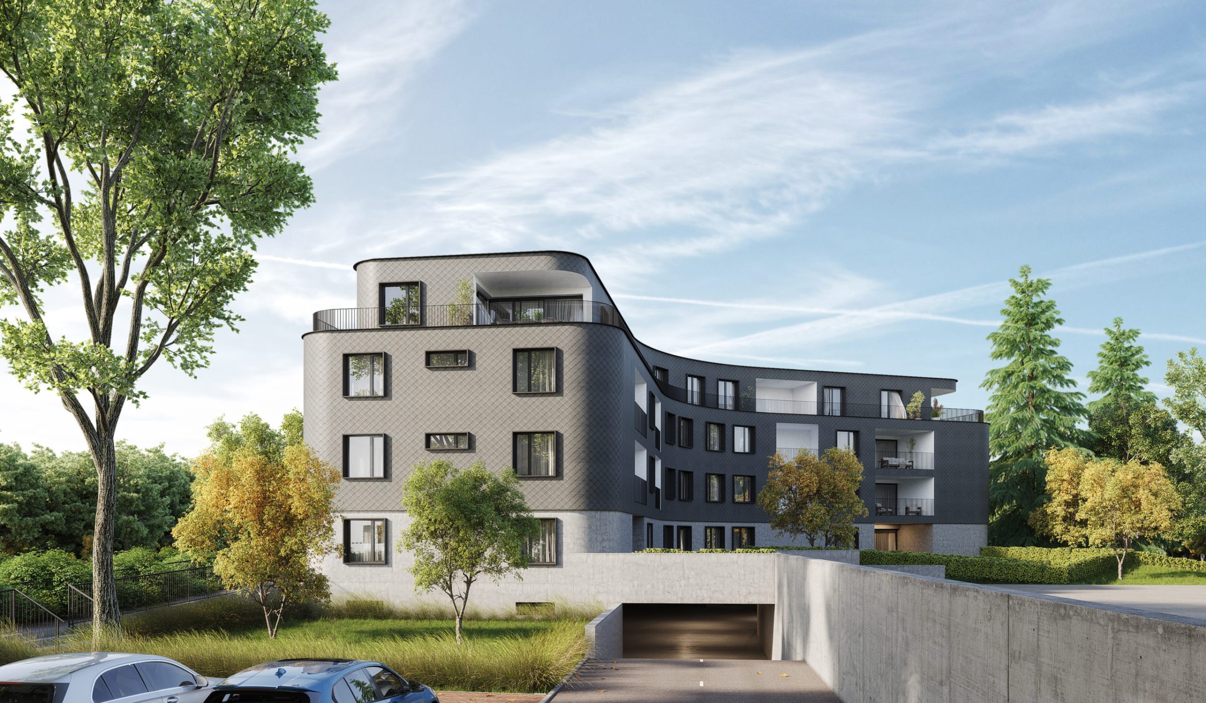 image 3d architecture immeuble gris