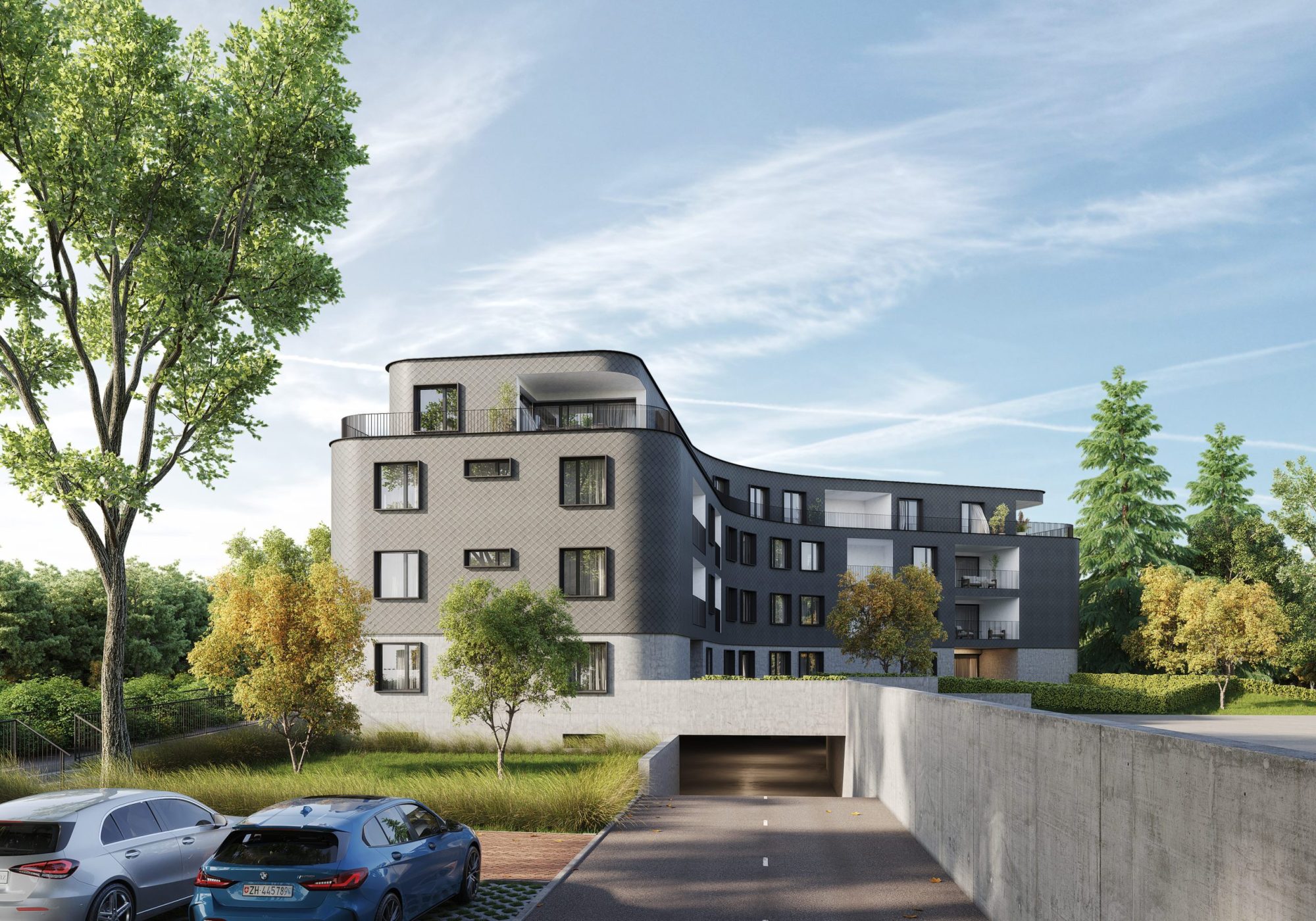 image 3d architecture immeuble gris